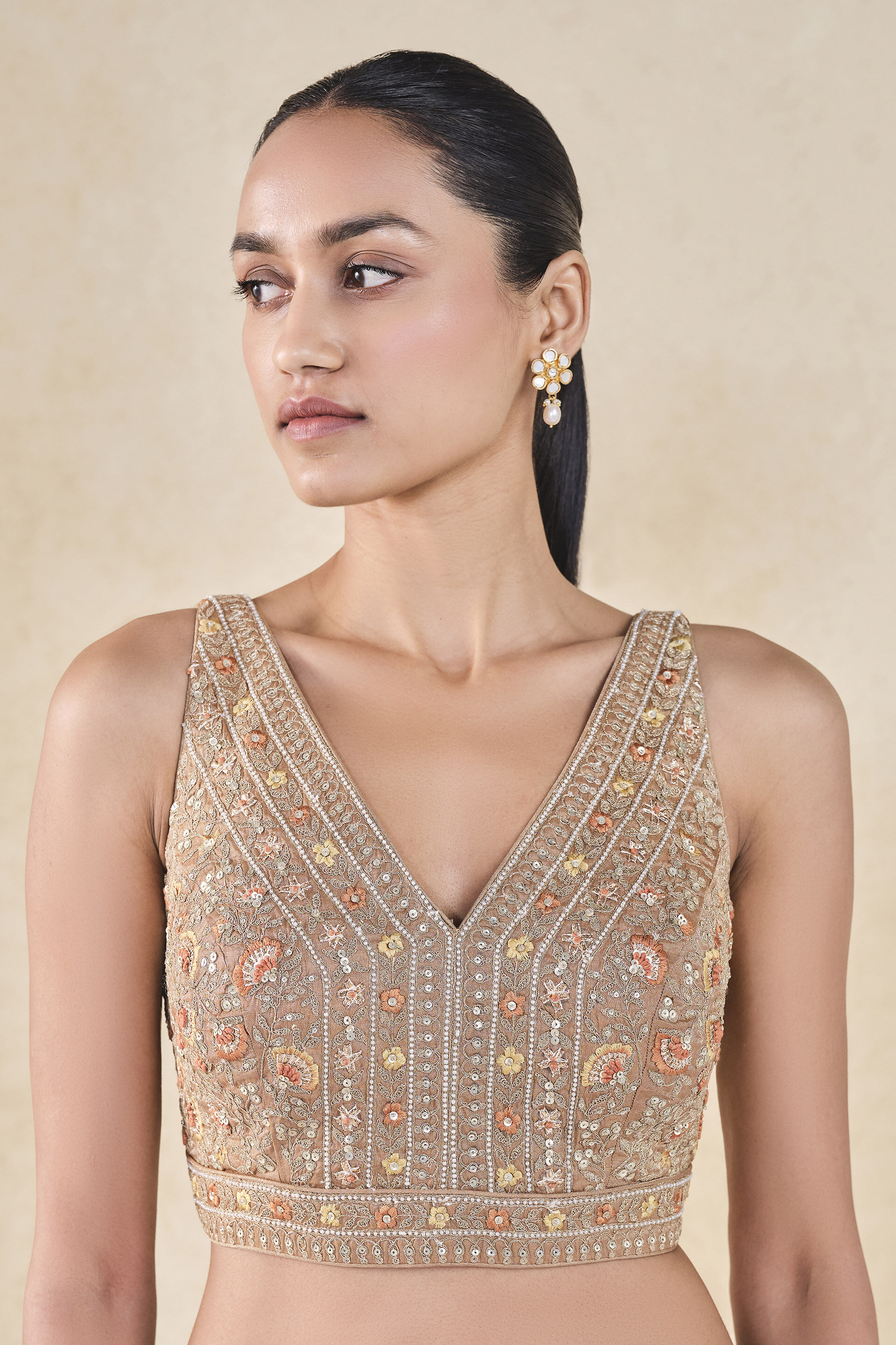 Zohura Embroidered Choli - Bronze
